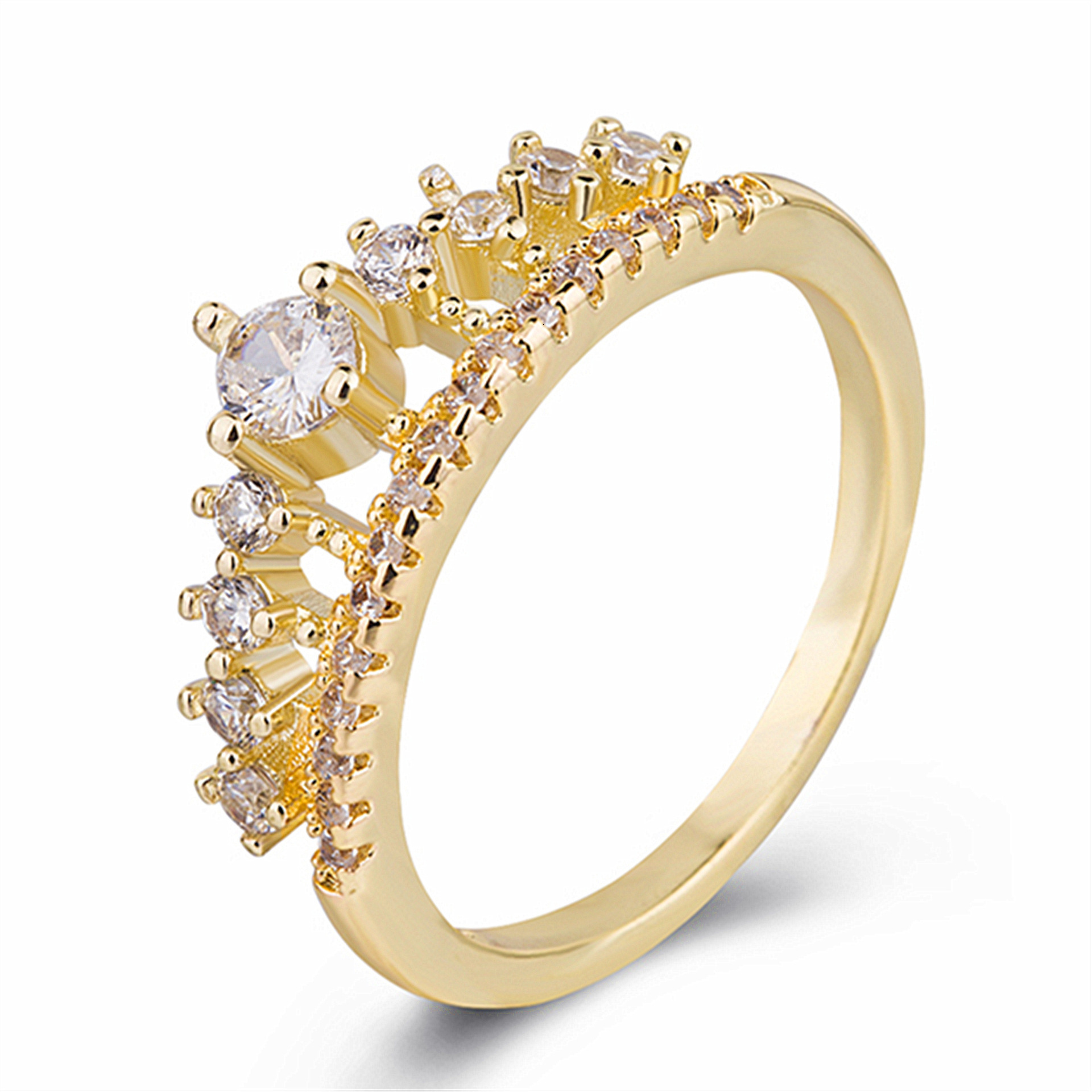 Hot Selling Women's Micro Inlaid Crown Mix Match Wearable High-End Elegant European And American Style Ring