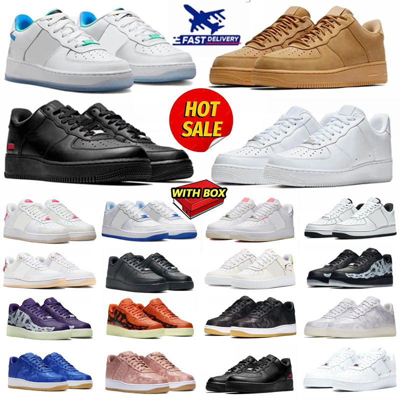 With Box Designer 1 1s Running Sneakers Classic Triple Black White Outdoor Sports Casual Trainers Mens Womens 36-45