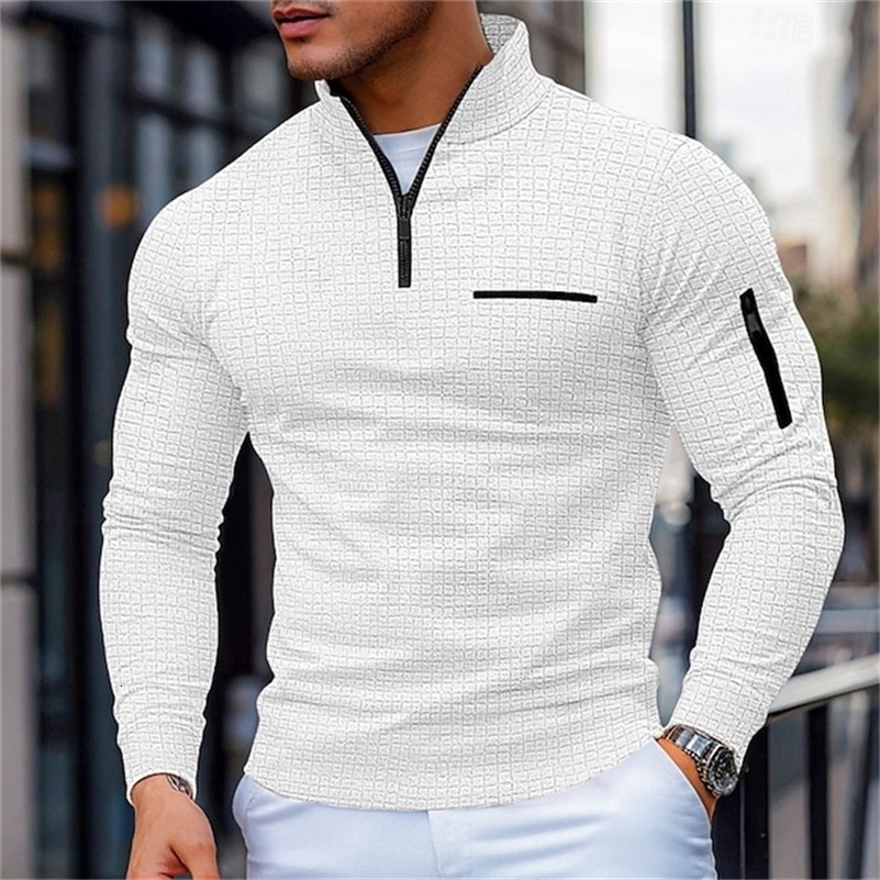 Men's Casual Long-Sleeve Polo Shirt Pullover Sweatshirt Spring and Autumn Outdoor Sports Zipper Men's Shirt Sweatshirt Top260918ww