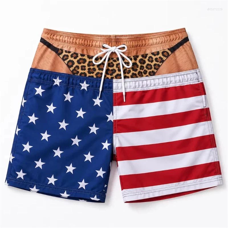 Divertente costume da bagno da spiaggia da uomo stampa 3D bandiera USA pantaloncini da surf in finta pelle moda estiva regalo virale per fidanzato m
