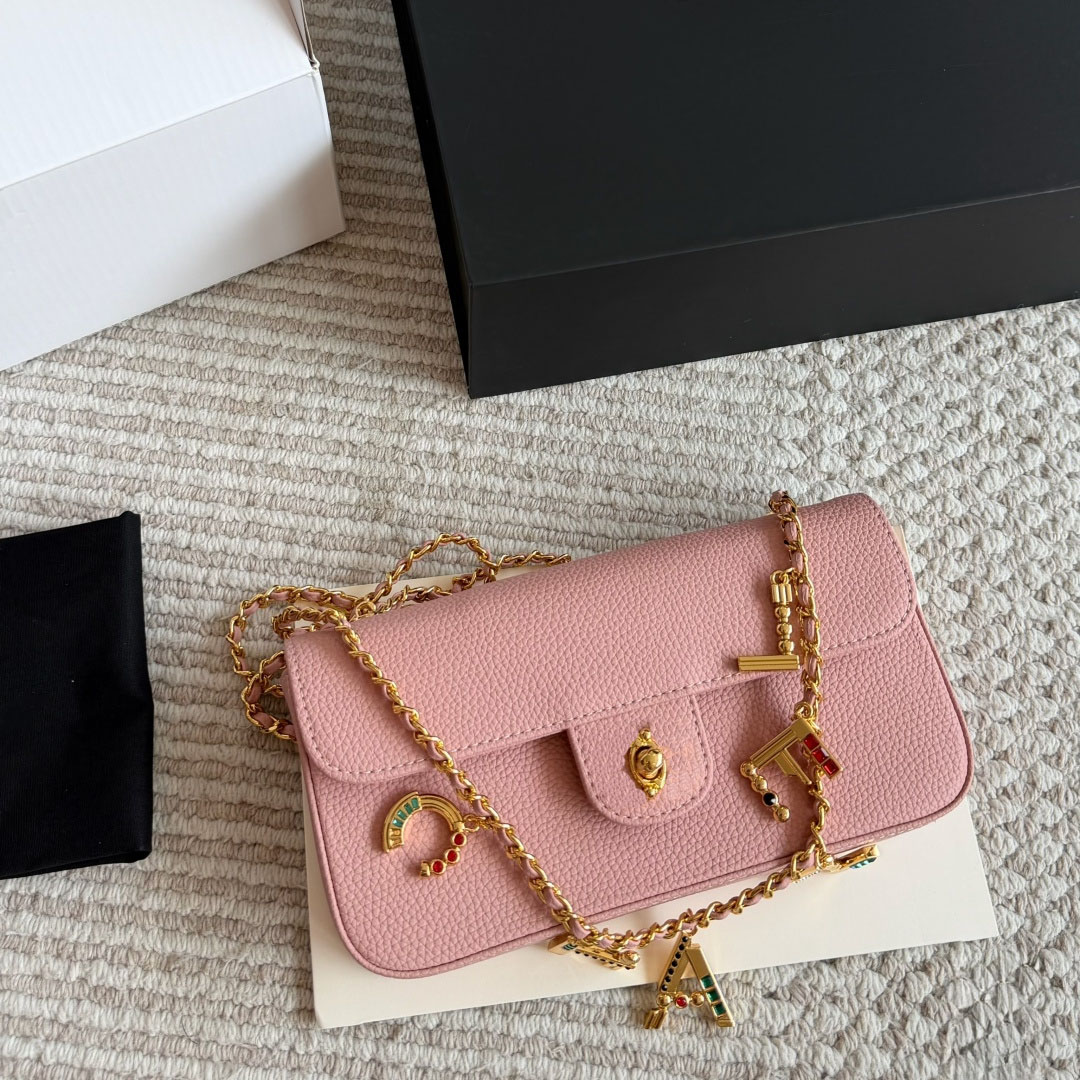 Top Designer 26A Flap Bag Luxury Genuine Leather Caviar Shoulder Bags Women Fashion Gold Chain Hardware Handbag Lady Classic Crossbody Bag Badge Dec