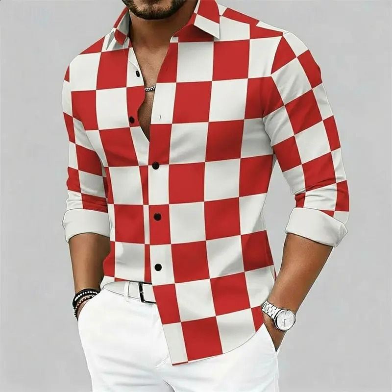 Carnival Mens Graphic Plaid Shirt Button Up Shirt Long Sleeve Casual Comfortable Resort Outdoor Streetwear Holiday Spring Fall 260920