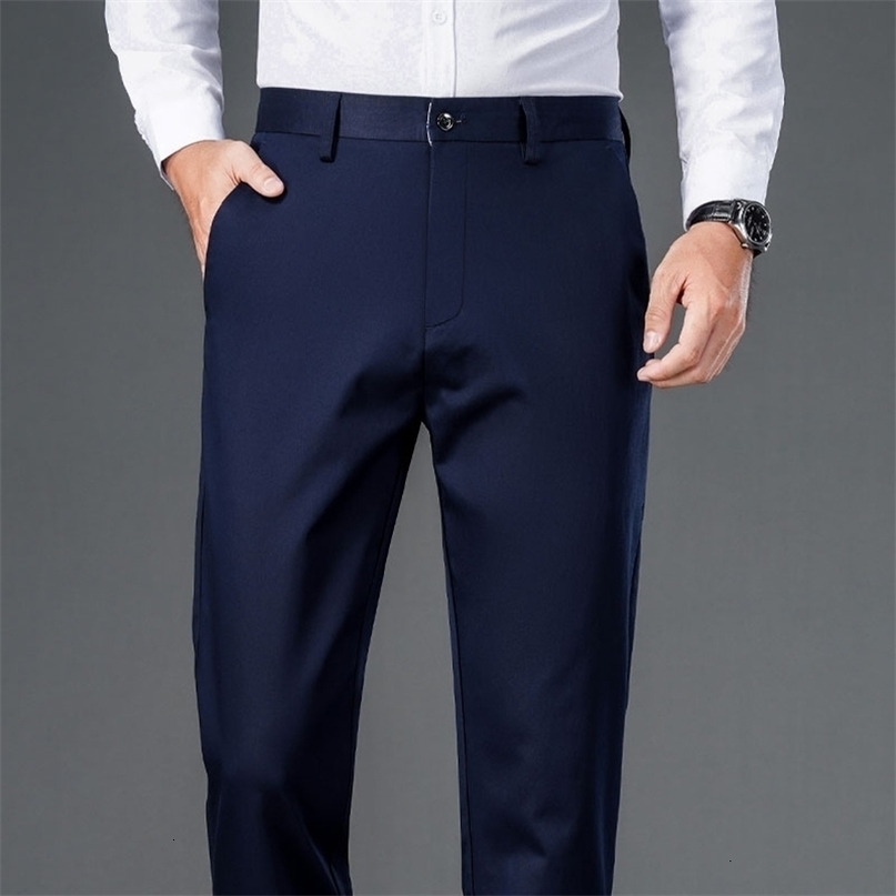 Mens lightweight business casual pants with micro elasticitymens quick drying straight leg office black deep bluepant 260917