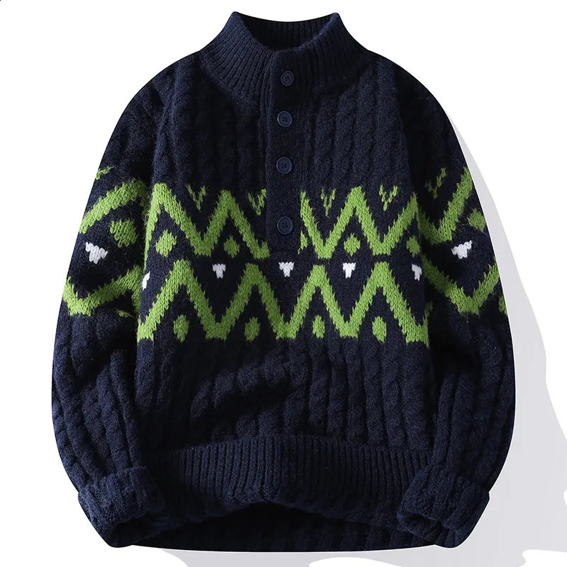 Legible Autumn and Winter Casual Sweaters Men Loose Knitted Pullovers Male Stand Collar Sweater Man 260920