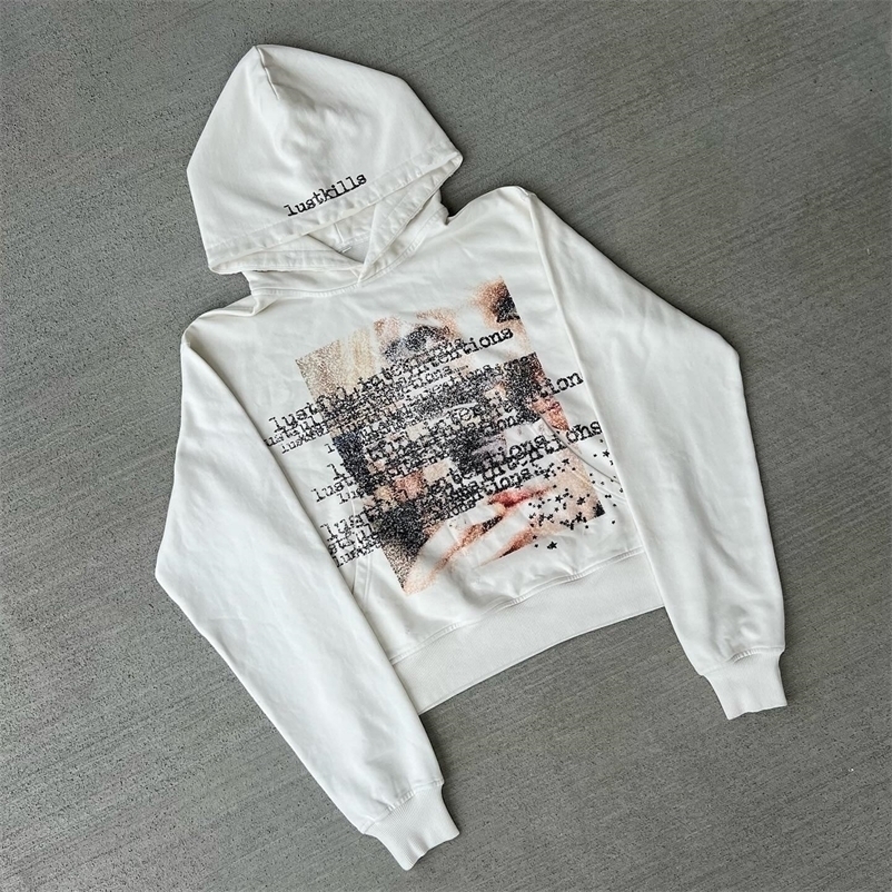Retro Streetwear Trend Y2K Personalized Dark Printed Sweatshirt Long-Sleeved Pullover Hoodie 260918