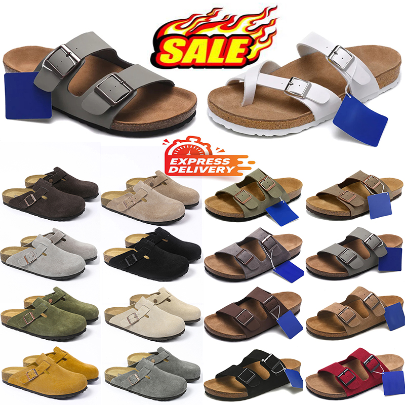 Designer Slippers Fur Slides Boston Clogs Sandals Men Women Bostonclogs Shearling Mules Flat Shoes Leather Suede Chestnut Sliders