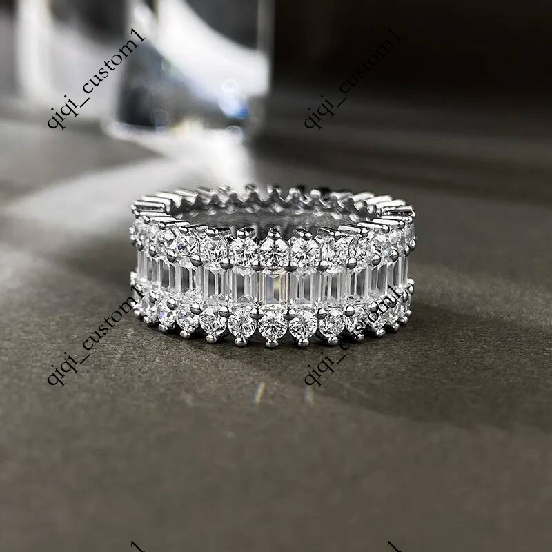 Eternity Lab Moissanite Diamond Ring 100% Real 925 Sterling Silver Party Wedding Band Rings for Women Men Engagement Jewelry