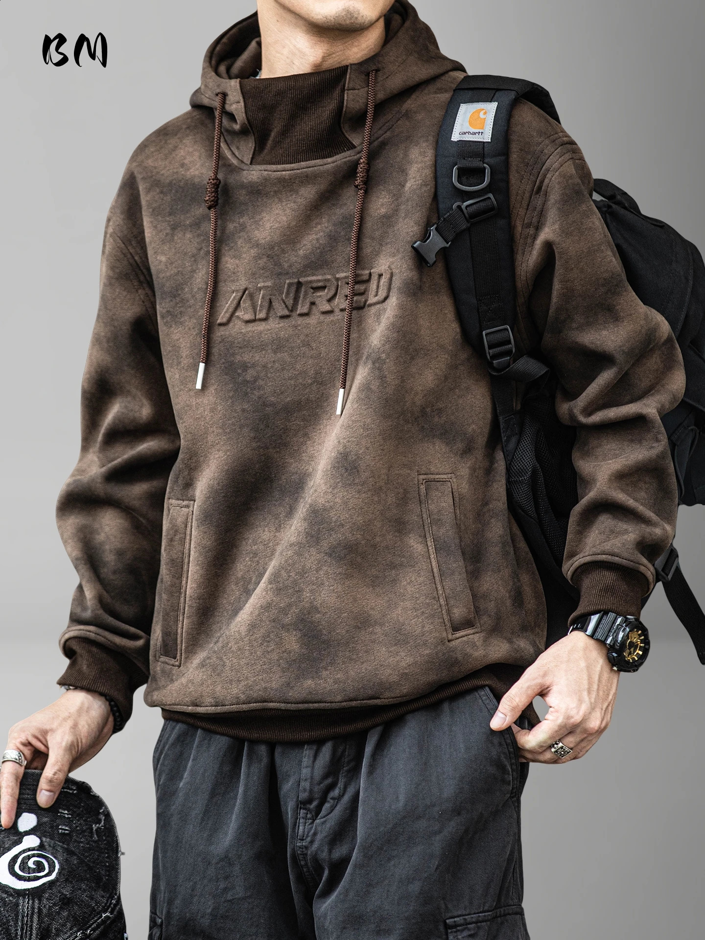 Mens Fall Streetwear Hoodie Heavyweight Oversized Pullover Sweatshirt Casual Athletic Plus Size Korean Style Letter Print Coat 260920