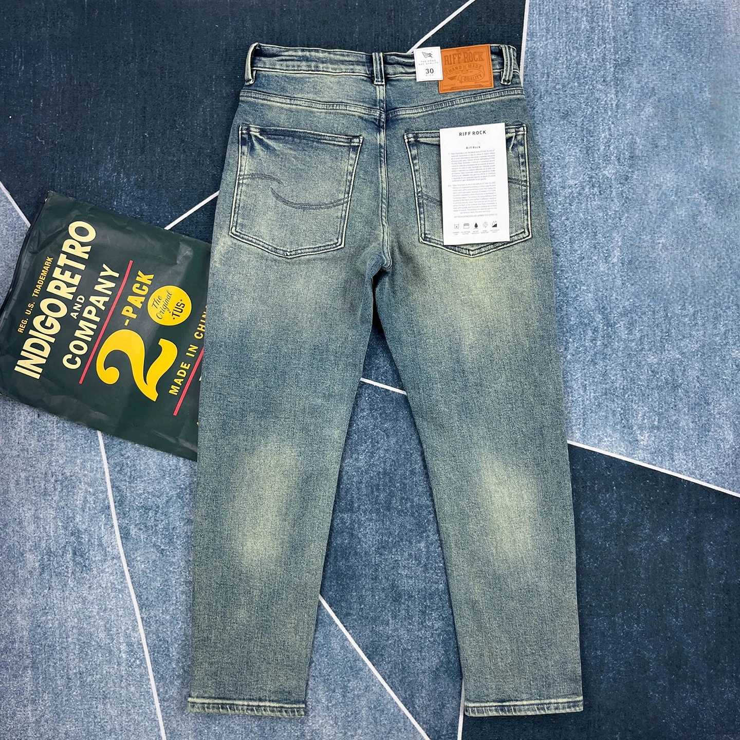 Men's Jeans Heavy pure cotton stretch jeans men's slim small straight American trousers versatile long pants Japanese retro trend X2609191