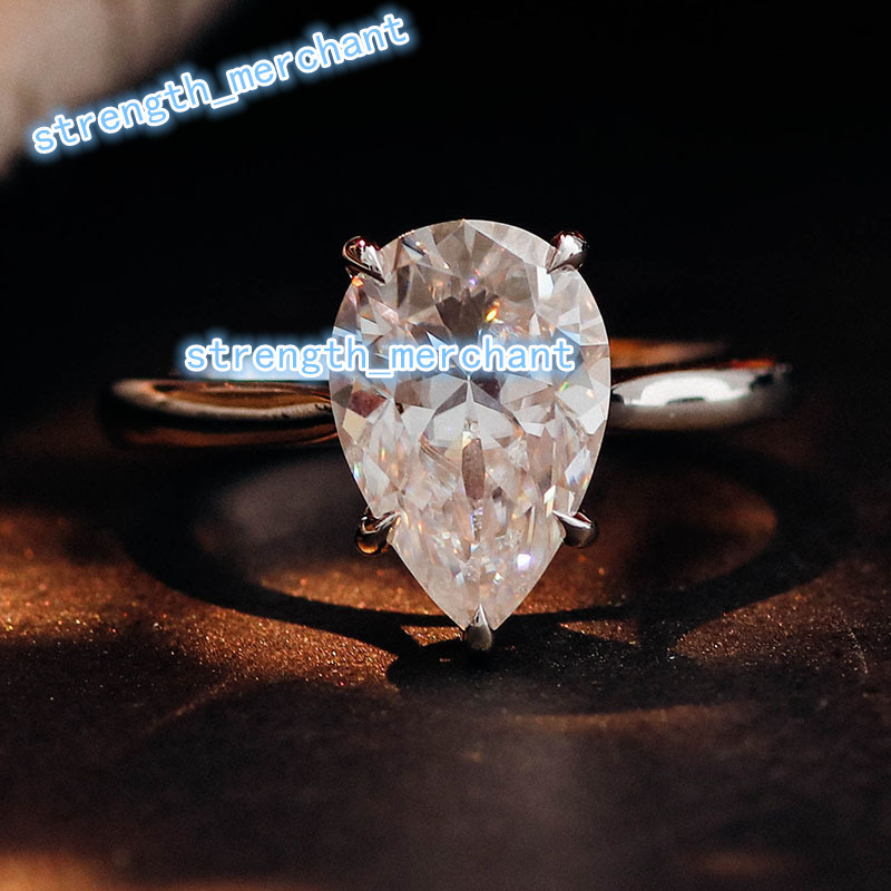 RongZhen 14k 18k Solid Gold Pear Cut Lab Grown Diamond Engagement Ring Men Women IGI Certified 2ct VVS Color D Jewelry Custom
