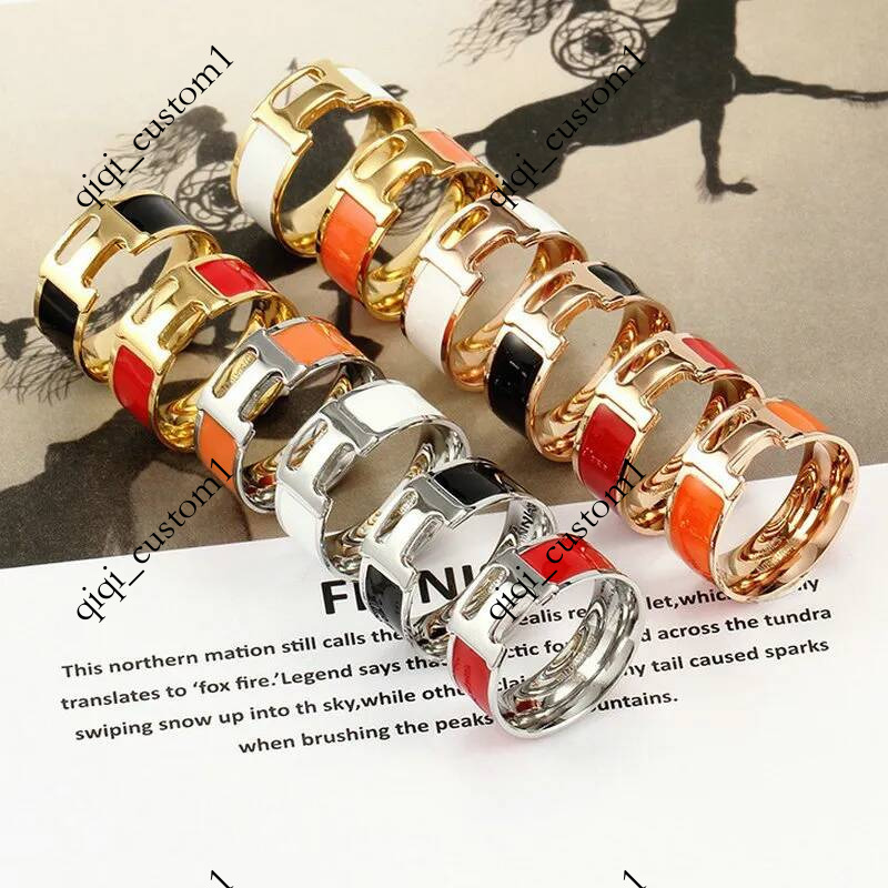 luxury rings 6mm classic H letters designer for women mens unisex leather love silver rose gold pink couple lovers engagement ring jewelry