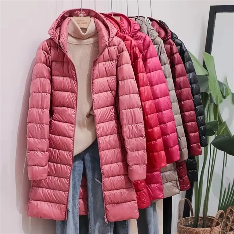 Fashionable Outerwear Winter Women Korean Fashion Slim Remove Hooded Parka Down Jackets Long Light Thin Coat Puffer Jacket260918ww
