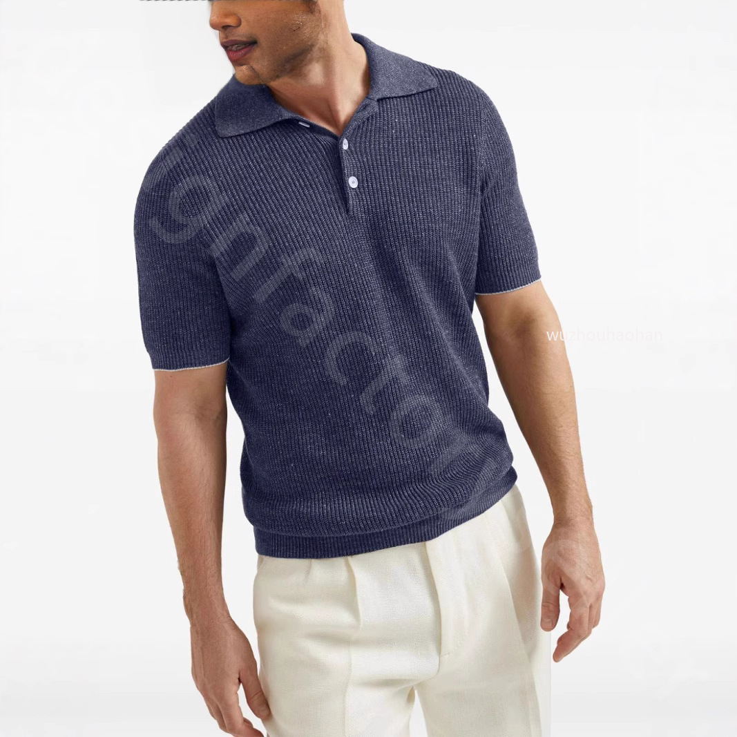 Mens Polos Cotton Modal Cashmere Blended Button Knitted Lapel Sweater B1289
