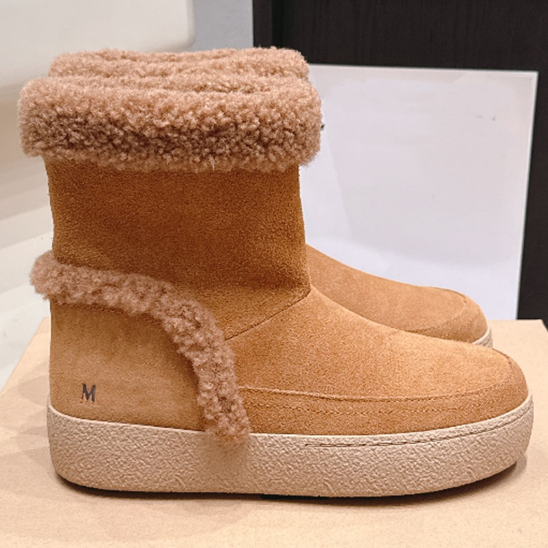 Womens Snow Boots Luxury Designer Boots New Suede Cowhide Leather Upper Lamb Thick Lining Warm Thick Sole Short Winter Boots Counter Packaging 2026