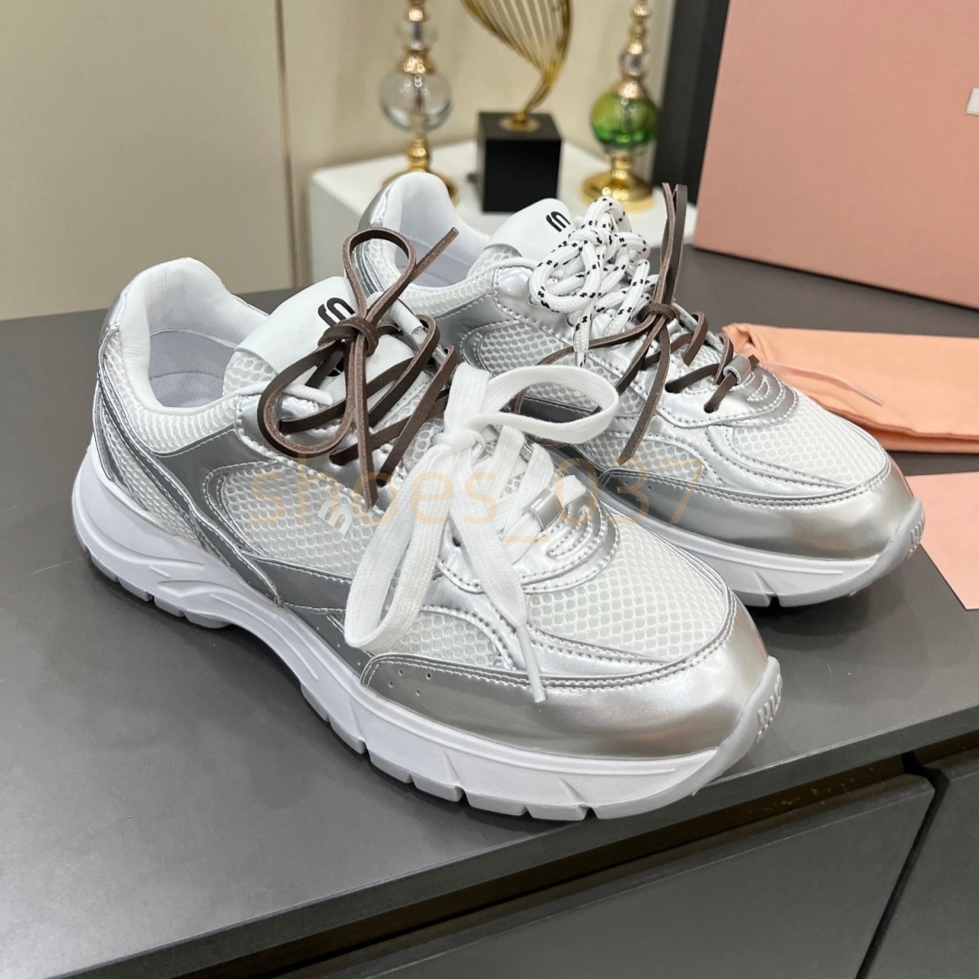 Designer Women Running Shoes Luxury Leather Mesh Breathable Chunky Sneakers Low Top Retro Casual Outdoor Sports Walking Shoes EUR 35-41