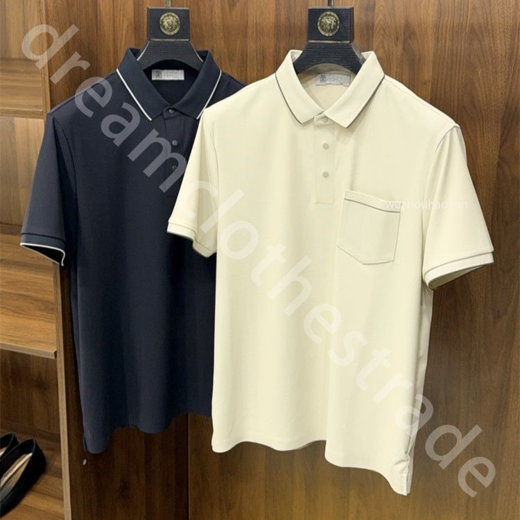 Designer Men Polos Summer Solid Color Lapel Button Casual Polos Shirt B1289