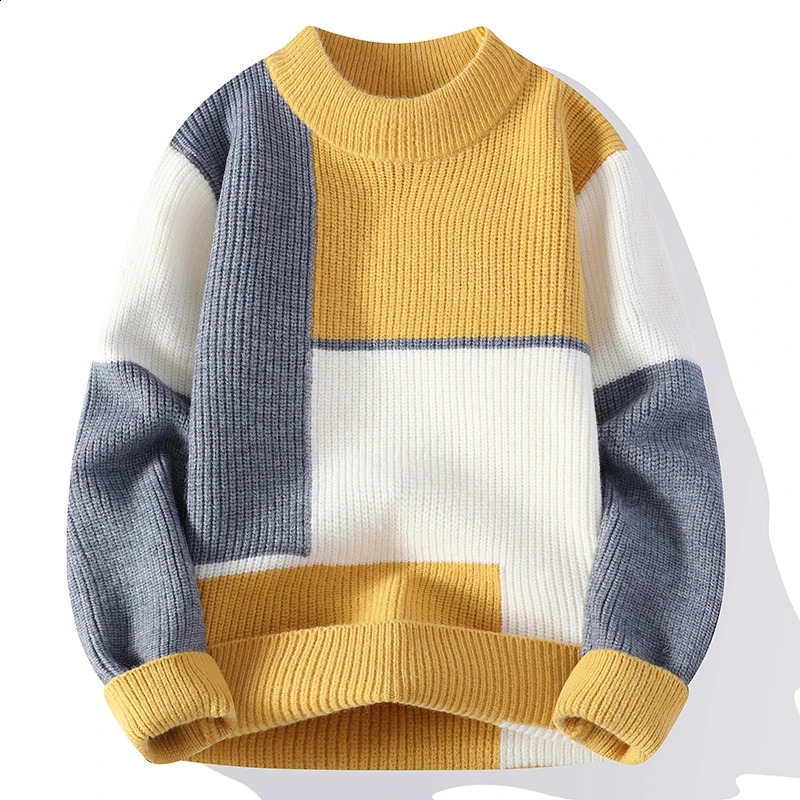 Color Matching Winter Knitted Sweater High-quality Pullover Loose and Warm Thick Street Autumn Wool 260920