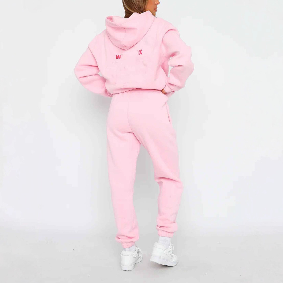 European American Cross-Border Spring, Autumn, And Winter New Women's Fashion Sports With Logo, Long-Sleeve Pullover Hoodie Two-Piece Set Manli