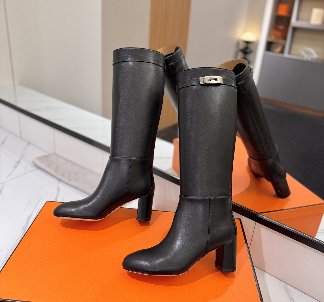 Designer Womens Dress Shoes Luxury Boots High Heels Genuine Leather Knee High Boots Natural Cow Suede Designer Shoes Zapatillas De Mujer