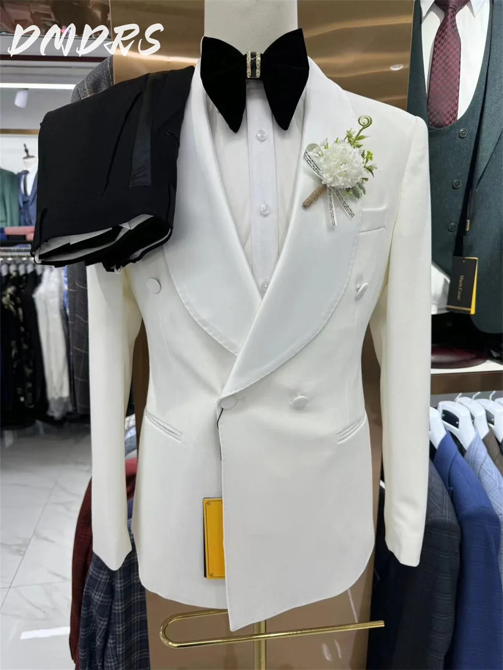 Classic solid color Men's Suit set For Wedding Dress Elegant Single Breasted Jacket Pants Business Men Groomsmen vestidos 260918