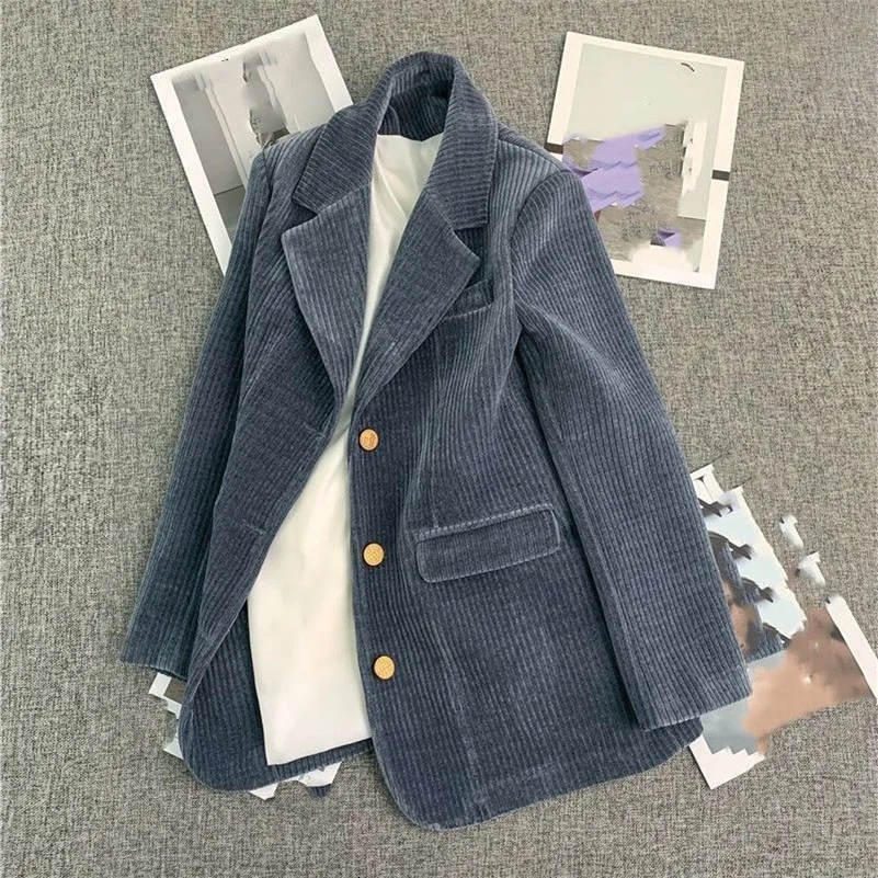 Long Sleeve Button Down Solid Color Cardigan Lapel Womens Jacket Casual Loose Top 260918