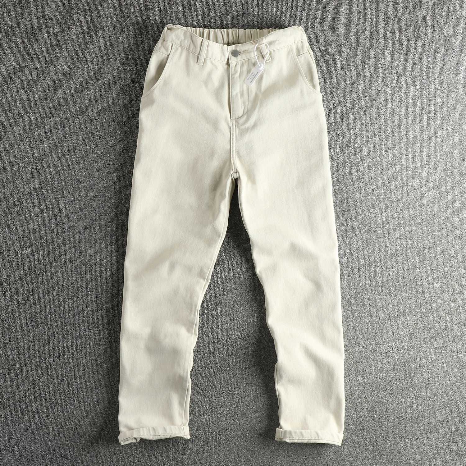 Jeans da uomo 100% cotone elastico in vita lavato jeans da uomo dritti larghi per evidenziare e pantaloni comodi X260919