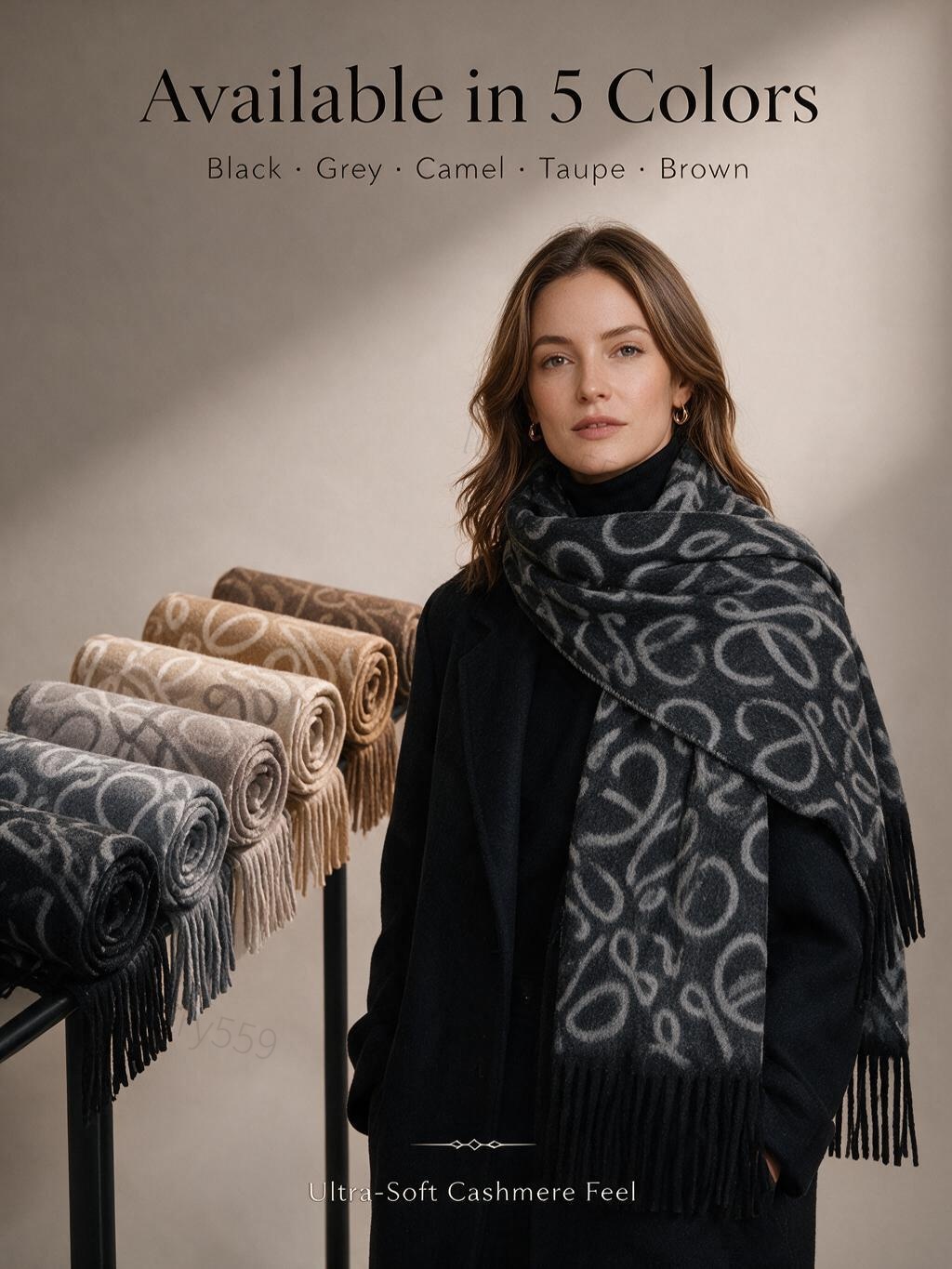 Écharpe en cachemire de créateur pour femmes, style classique de luxe, enveloppe d'hiver douce, écharpe d'automne à la mode de haute qualité avec