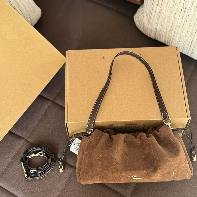 Caochpurse Faye Crossbody Designer Bags Women Brown Suede Shoulder Purse Vintage Leather Handbag Fall Winter Casual Everyday Fashion Totes