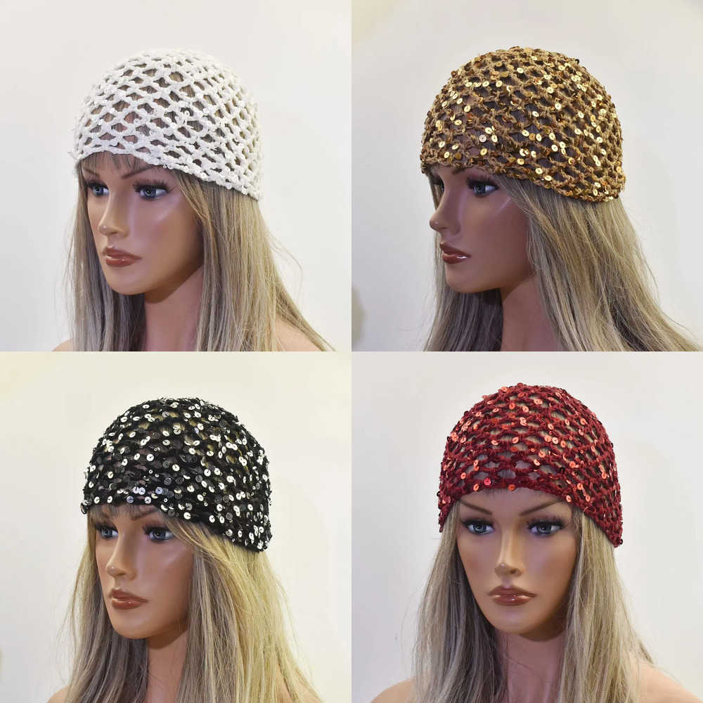 Hats Berets Women Boho Crochet Hollow Out Beanie Hats Shiny Knitted Skull Head Caps with Tassel Vacation Beach Weave Cap Outdoor J260919