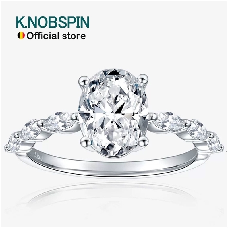 KNOBSPIN 2ct Oval Cut Engagement Rings for Women s925 Sterling Sliver Plated 18k White Gold Promise Ring Her Gift 260918