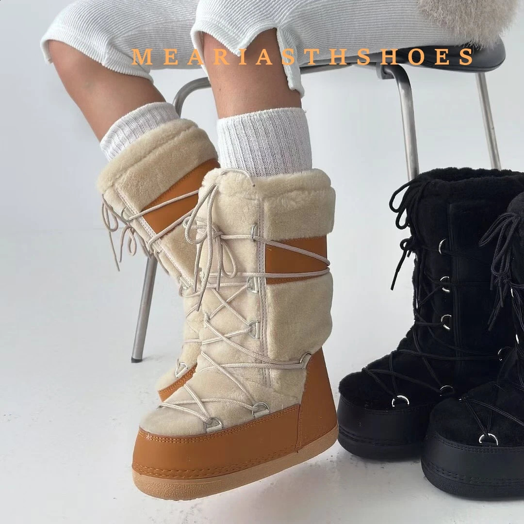 Bota a media pantorrilla de moda Botas de nieve para mujer Calidez Forma cómoda Botas de esquí altas para invierno Ropa casual Serie Princess 260920