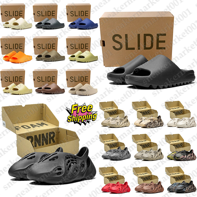 Free Shipping With Box Designer foam runners foamrunners sandals women slides clogs heels slippers claquette shoes for mens d h gate womens sandles