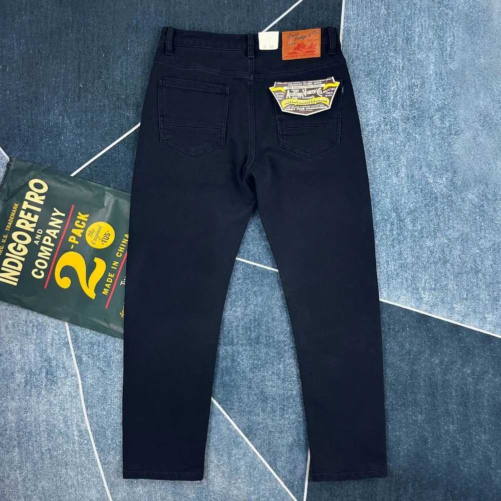 Jeans da uomo Jeans elasticizzati in cotone pesante da uomo pantaloni slim dritti stile americano retrò effetto consumato X260919