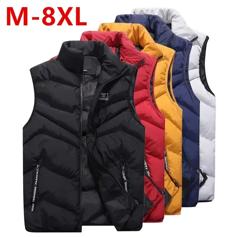 8XL 7XL Plus size vest men Men Jacket Sleeveless Vests Winter Jackets man Casual Coats Mens Vest Cotton Thicken Waistcoat 260920