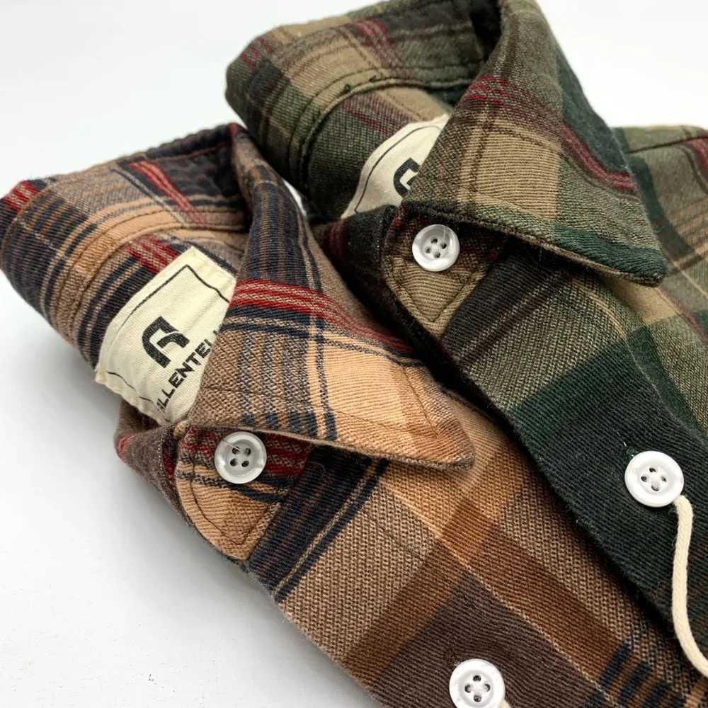 Men's Casual Shirts 100% cotton plaid shirt men's Japanese retro spring style loose casual long-sleeved shirt X260919