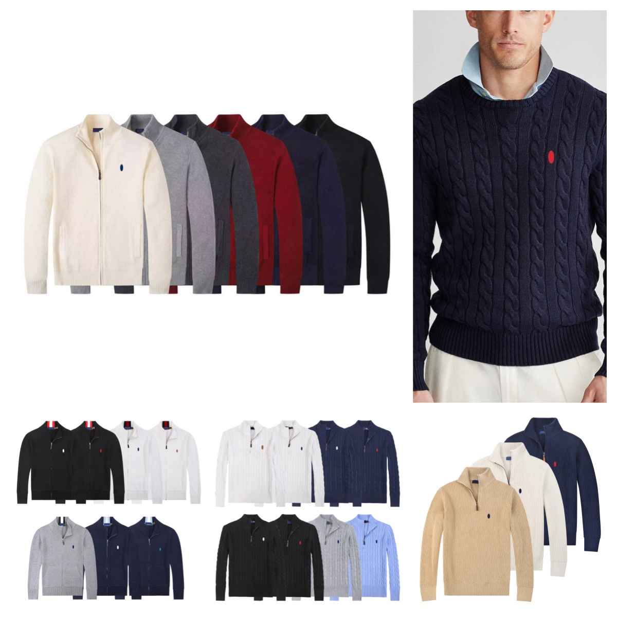 Mens Sweaters Designer Sweater Classic Embroidered Logo Cotton Stand-Up Collar Sweater Mens Fashion Casual Business Warm Cardigan Twisted Sweater Ou