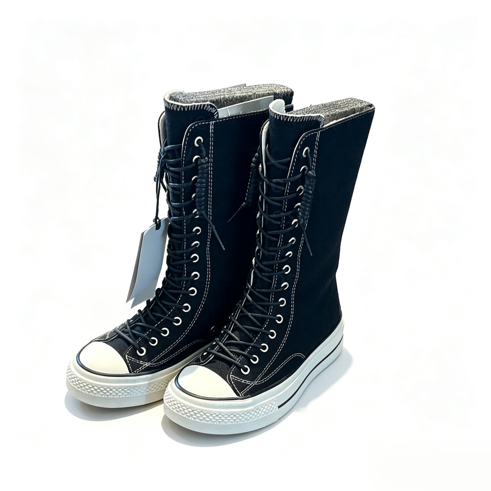 Canvas Shoes Designer Knee Boots Vintage Cloth Boot Women Women's Boot Booties New Shoe Non-Slip High Top Cloth Denim Mid Calf Boots Size 35-40