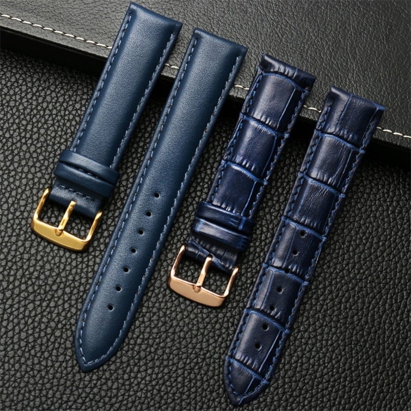 Echtes Lederarmband, blaues Uhrenarmband für Rossini-Uhrenarmband, 14, 16, 18, 20 mm, 21, 22 mm, 23 mm, Großhandel 260909