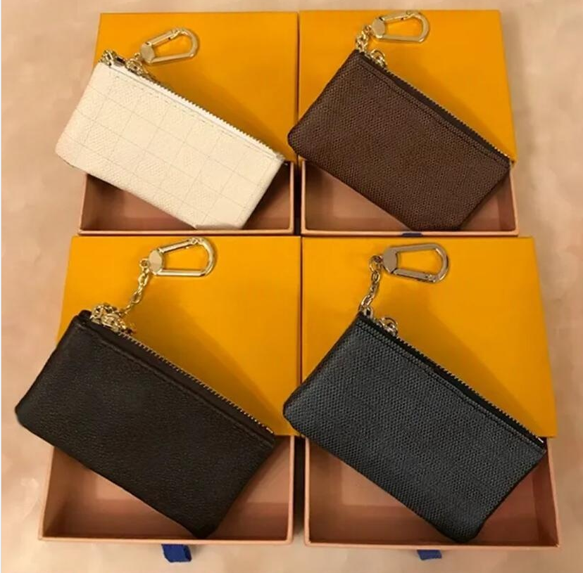 Denim Blue discount price Special 4 colors Key Pouch Zip Wallet Coin Leather Wallets Women designer purse 62650 with box Embossed Black Grey Top qua