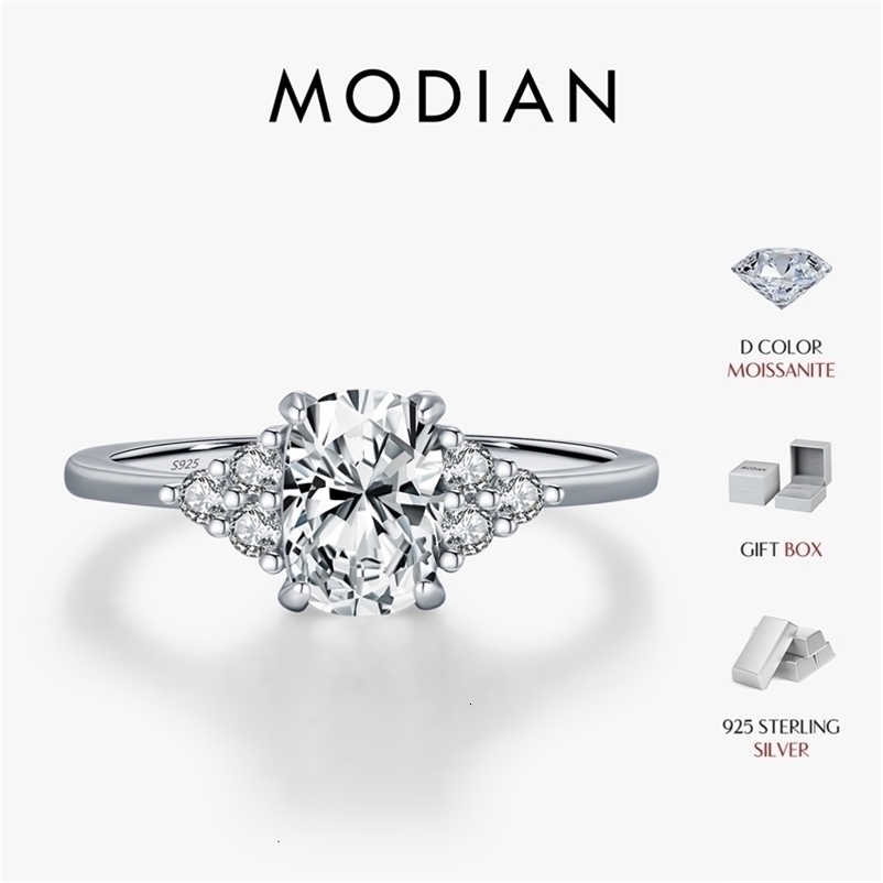 MODIAN D Color VVS1 Rectangle 925 Sterling Silver Trendy Sparkling Wedding Engagement Rings For Women Fine Jewelry 260918