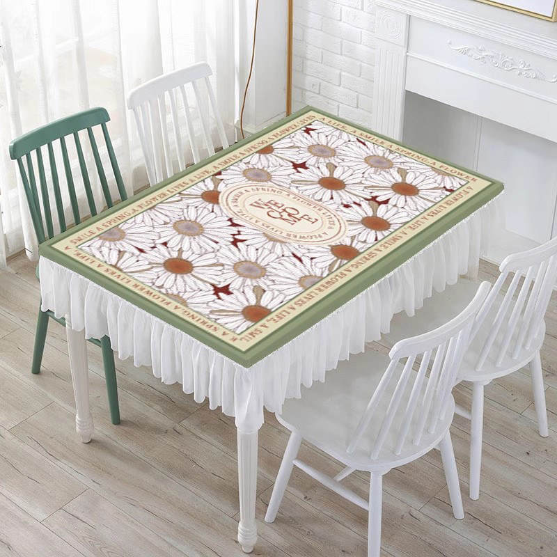 YL-39217 Custom Cream Style Tablecloth Rectangular Oil Proof Waterproof and Maintenance Free Wipe Clean Minimalist New Design