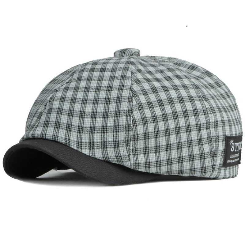 Women Berets Men Berets HT4075 Vintage Plaid Beret Hat Retro Adjustable Octagonal Cap New Spring Summer Breathable Beret Cap N260919
