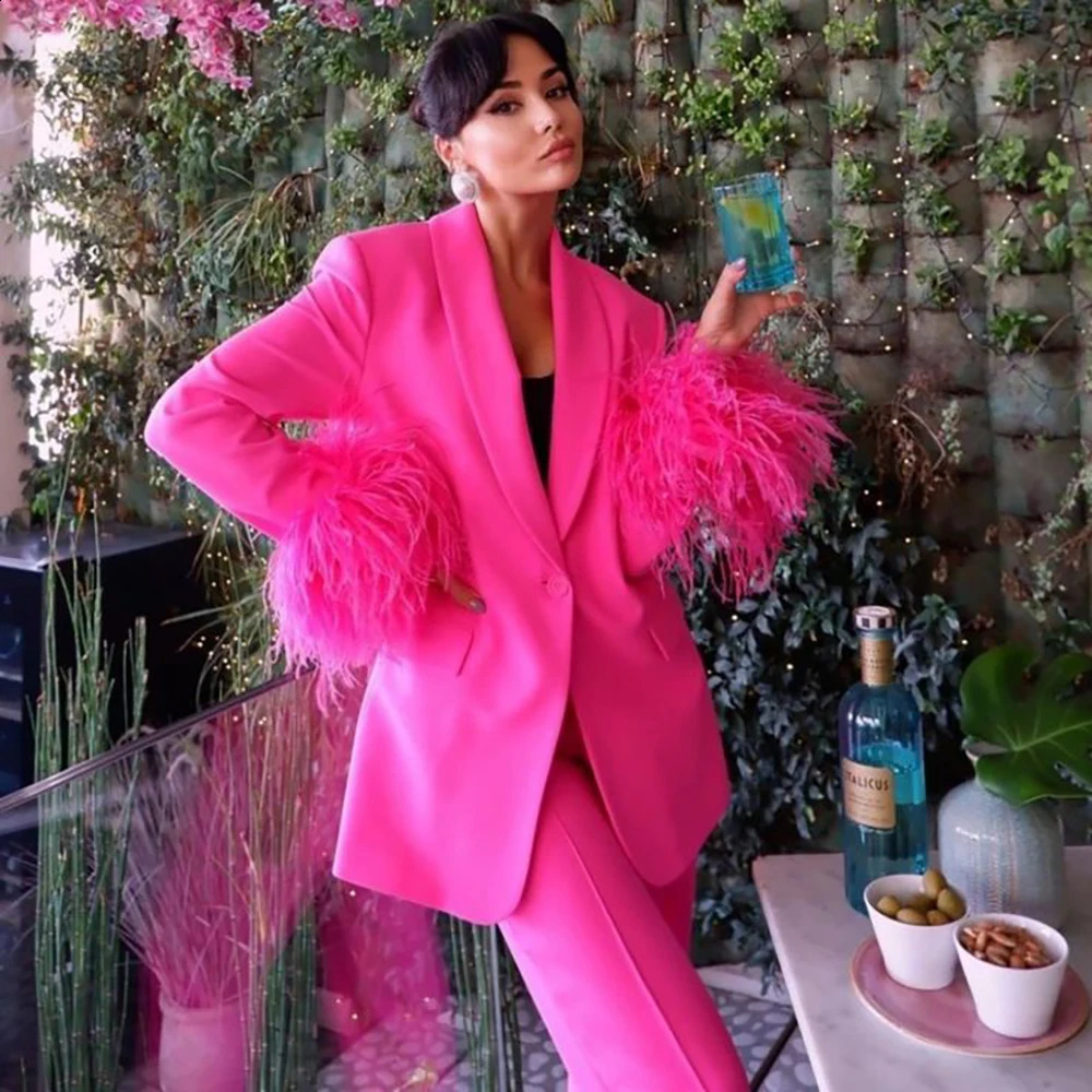 y Solid Color Women's Suits Elegant One-Button Loose Blazer Customized 2 Piece Jacket Pants Sets Wedding Party Outfits 2026 260920