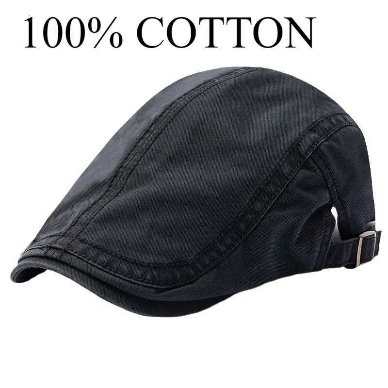 Cotton Berets 2025 Beret Spring Dad Casual Newsboy Hat Big Head Man Oversize Flat Peak Painter Cap Summer Beret Male 62cm Hats N260919