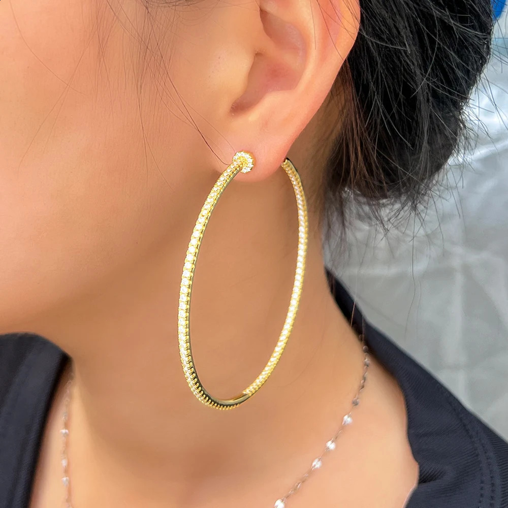 CWWZircons Oversized Shiny Big y Cubic Zirconia Inlaid Huge Statement Round Hoop Earrings Women Gold Plated Jewelry E0992 260920