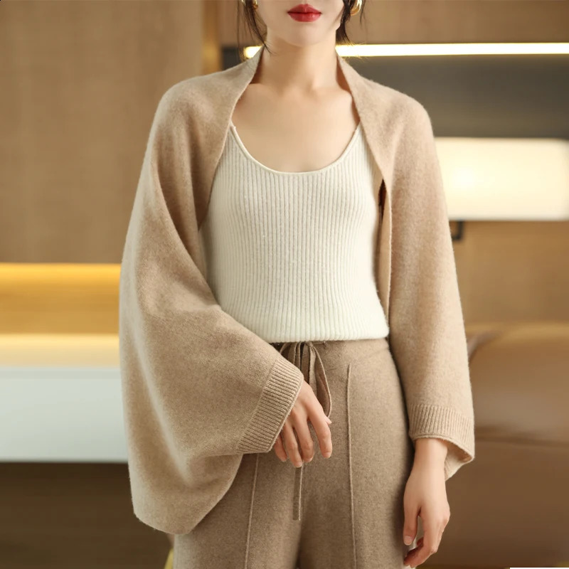 Women's Cashmere Shawl Scarf 100 Merino Wool Pure Color Sleeved Autumn Winter Outdoor Warm 260910