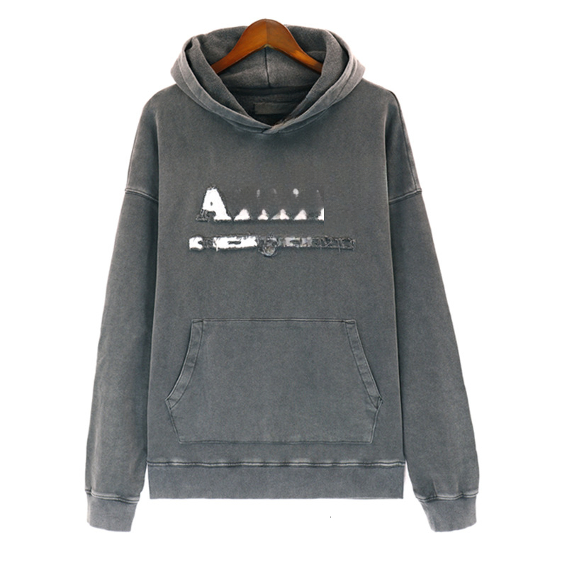 Amiritee Designer Puffer Jacket Mamiri Doudoune Euro American Washed Vintage High Street Embroidered Hooded Sweatshirt Loose Plus Size Hoodie For Me