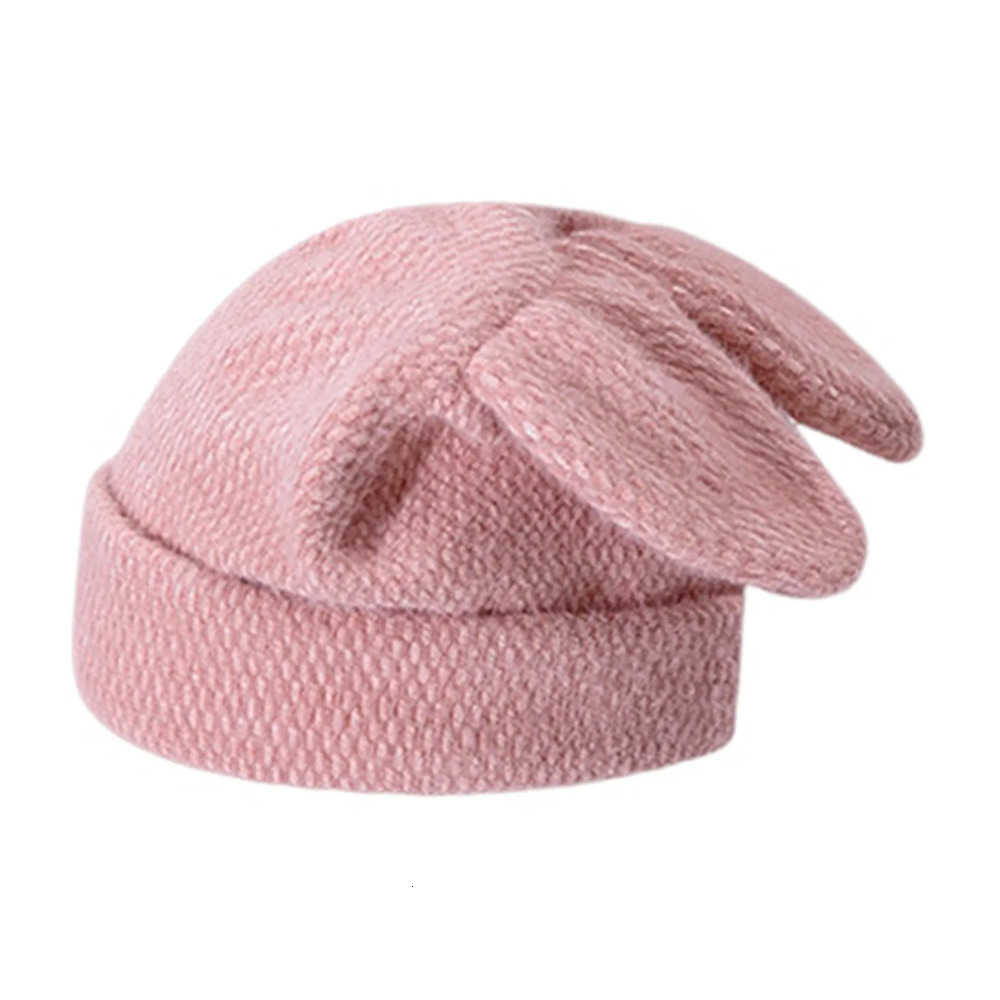 Soft Berets 1pc Beanie Hat Plush Material for Winter Outdoor Warm Bunny Ears Knitted Cap Slouchy Headwear Cozy J260919