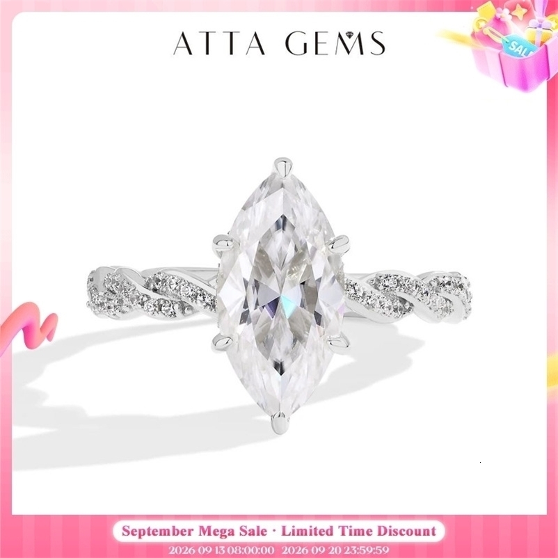 ATTAGEMS 3.0CT Marquise Cut Engagement Rings For Women 14*7mm Lab Diamond S925 Sterling Silver Wedding Party Jewelry 260918