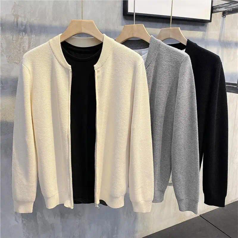 Men's Autumn And Winter Casual Solid Shirt Breathable Anti-wrinkle V-neck Long Sleeve Color Knitted Cardigans S398